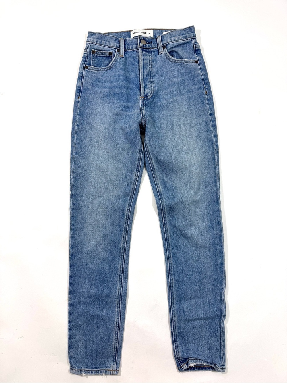 Denim Forum The Yoko High Rise Slim Button Fly Cigarette Leg